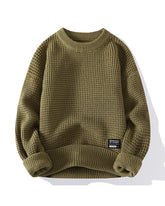 Big & Tall Men's Solid Color Retro Crewneck Thick Needle Sweater M-3XL