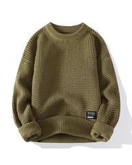 Big & Tall Men's Solid Color Retro Crewneck Thick Needle Sweater M-3XL