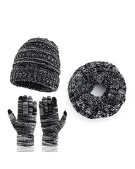 Outdoor Autumn And Winter Hat Scarf Gloves Three-piece Touch Screen