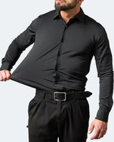 Four-sided Stretch Non-ironing Men's Long-sleeved Shirt Sericized Vertical Shirt