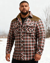 Big & Tall Men's Thickened Plaid Shirt Cotton Jacket M-4XL