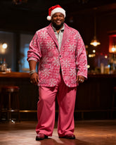 Big & Tall Men's Christmas Pink Snowflake Print Suit