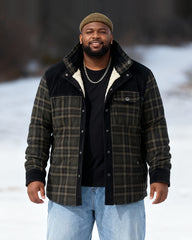 Big & Tall Men's Thickened Long Sleeve Plaid Shirt Jacket M-4XL