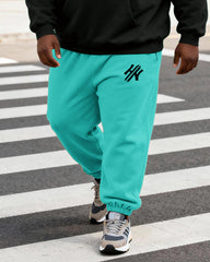 Big & Tall Men's Black And Green Contrast Letter Print Hoodie Set