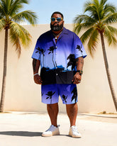 Big & Tall Men's Coconut Forest Sunset Short Sleeve Shirt Shorts Set