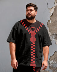 Big & Tall Men's Dark Red Chain Trendy Cool Printed T-Shirt Pants Set