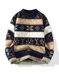 Big & Tall Men's Vintage Contrast Jacquard Sweater M-3XL