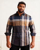 Big & Tall Men's Business Check Cotton Long Sleeve Shirt S-2XL