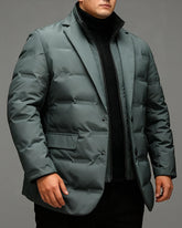 Big & Tall Men's Winter Down Suit Can Be Removable With Vertical Collar Fake Two-piece M-6XL