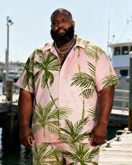 Big & Tall Men's Foundation Coconut Tree Print Short-Sleeve Shirt And Shorts Set