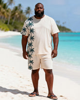 Big & Tall Men's Coconut Tree Side Print Crewneck Short Sleeve T-Shirt Shorts Set