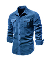 Big & Tall Men's Corduroy Business Slim Fit Shirt M-5XL