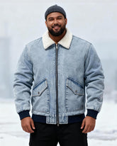 Big & Tall Men's Thickened Washed Denim Jacket S-XL