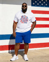 Big & Tall Men's USA 1776-2026 Printed POLO Short Sleeve Shorts Set