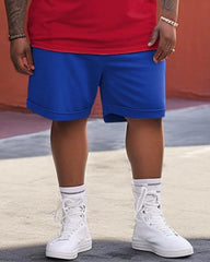 Big & Tall Men's Alphabet Flag Element Striped Print Round Neck Short Sleeve T-Shirt Shorts Set