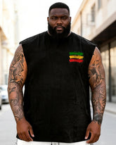 Big & Tall Men's Juneteenth Red, Yellow And Green Striped Printed Round Neck Sports Vest