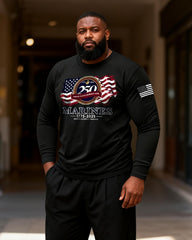 Big & Tall Men's Marine Corps 250 Anniversary Badge Printed Long Sleeve Tee