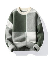 Big & Tall Men's Fall/Winter New Color-matching Sweater Long-sleeved Sweater M-4XL