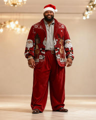 Big & Tall Men's Christmas Full Print Childish Print Suit