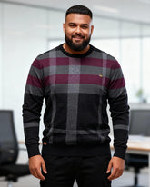 Big & Tall Men's Business Plaid Crewneck Sweater S-2XL