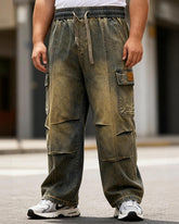 Big & Tall Men's Retro Tooling Style Old Straight Tube Stretch Jeans M-8XL