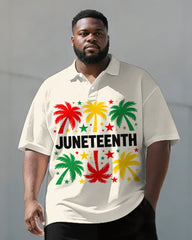 Big & Tall Men's Juneteenth Coconut Print POLO Short Sleeve Shorts Set