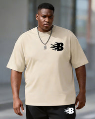 Big & Tall Men's Khachi Flame B Letter Printed T-Shirt Pants Set