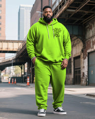 Big & Tall Men's Fluorescent Green JOKES ON YOU Alphabet Print Hoodie Set