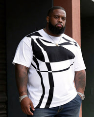 Big & Tall Men's Abstract Line Art Print Round Neck Short Sleeve Tee
