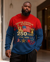 Big & Tall Men's 250 Independence Day Commemorative Printed Long Sleeve T-Shirt