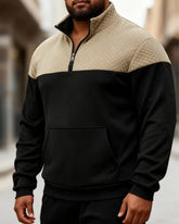 Big & Tall Men's Colorblock Half-Zip Pullover Casual Sweat S-3XL