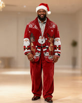 Big & Tall Men's Christmas Full Print Childish Print Suit