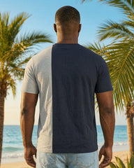 Big & Tall Men's Simple Casual Dark Blue & Grey & White Contrast Short Sleeve T-Shirt
