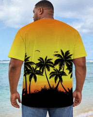 Men's Plus Size Hawaiian Landscape Coconut Print Short Sleeve T-Shirt