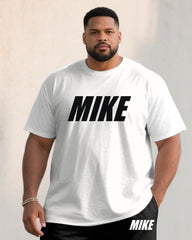 Men's Large Size Simple Black & White Label Printed Short Sleeve T-Shirt Shorts Set