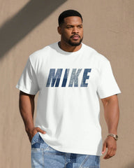 Big & Tall Men' Imitation Denim Cut Letter Print Short Sleeve T-shirt Shorts Set