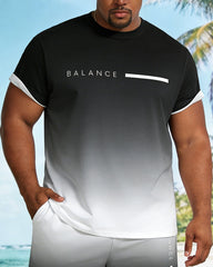 Big & Tall Men's Black & White Gradient Short Sleeve T-Shirt Shorts Set