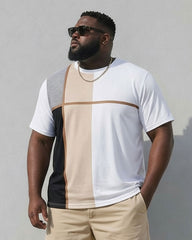 Big & Tall Men's Holiday Leisure Daily Simple Features Contrast Color Design Short Sleeve T-Shirt Shorts Set