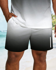 Big & Tall Men's Black & White Gradient Short Sleeve T-Shirt Shorts Set