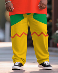 Big & Tall Men's Christmas Elf Cosplay Printed T-Shirt Trousers Suit