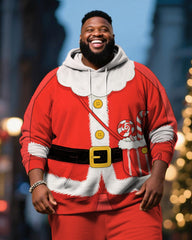 Big & Tall Men's Santa Claus Cosplay Printed Hoodie Suit