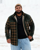 Big & Tall Men's Thickened Long Sleeve Plaid Shirt Jacket M-4XL