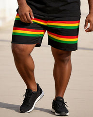 Big & Tall Men's "I Am So Obsessed With Her" Reggae Striped Printed Crew Neck Short Sleeve T-shirt Shorts Set