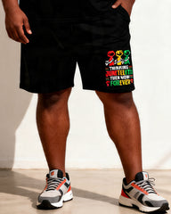 Big & Tall Men's Juneteenth Break Free Chain Fist Printed Crewneck Short Sleeve T-Shirt Shorts Set