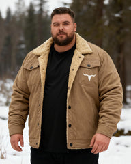 Big & Tall Men's Casual Thickened Cow Tau Printed Jacket Coat S-5XL