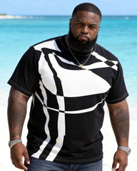 Big & Tall Men's Abstract Line Art Print Round Neck Short Sleeve Tee