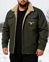 Big & Tall Men's Casual Thickened Cow Tau Printed Jacket Coat S-5XL