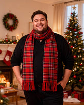 Autumn And Winter Christmas Red And Green Plaid Tassel Scarf Shawl