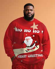 Big & Tall Men's Santa Claus Letter Print Long Sleeve T-Shirt Pants Set