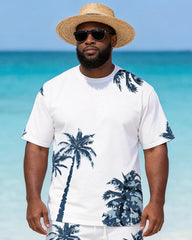 Big & Tall Men's Navy Coconut Printed Crew Neck Short Sleeve T-shirt Shorts Set